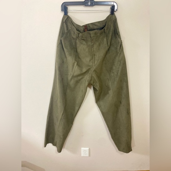 New Vintage CREME DE SILK Olive Green Poly & rayon Mix Pant Mens Size L Waist 36 - Picture 1 of 12